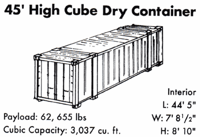 Freight Cargo Shipping Container 45 Ft High Cube Dry